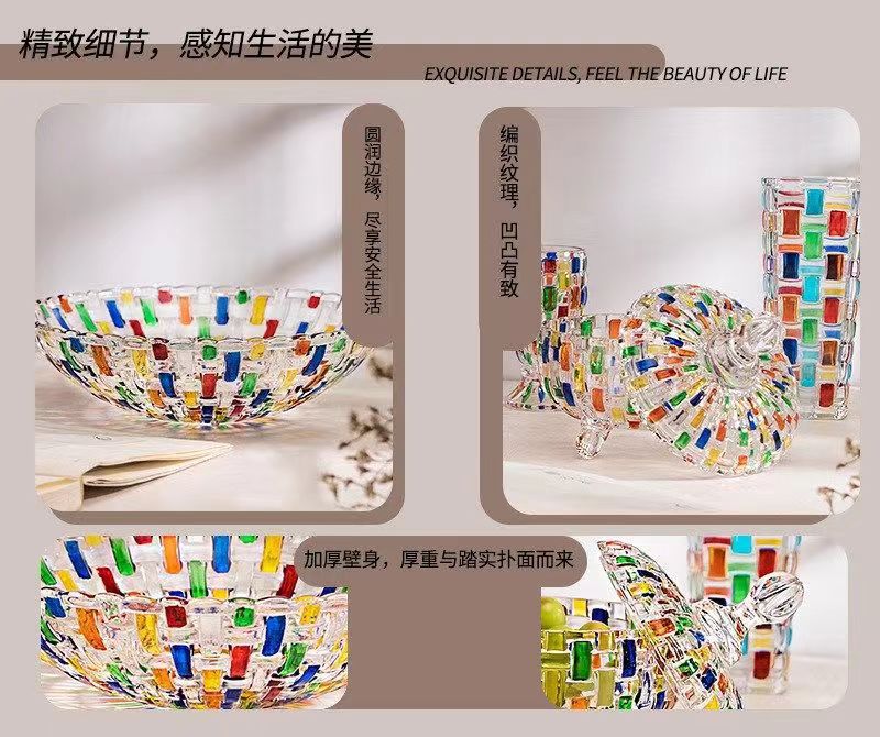 Colored Glass Candy Jar Contrasting Woven European-style /Glass Jar