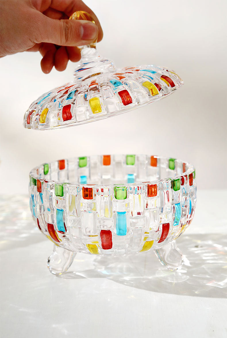 Colored Glass Candy Jar Contrasting Woven European-style /Glass Jar