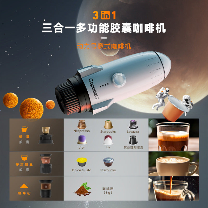 Portable coffee machine 3-in-1 capsule