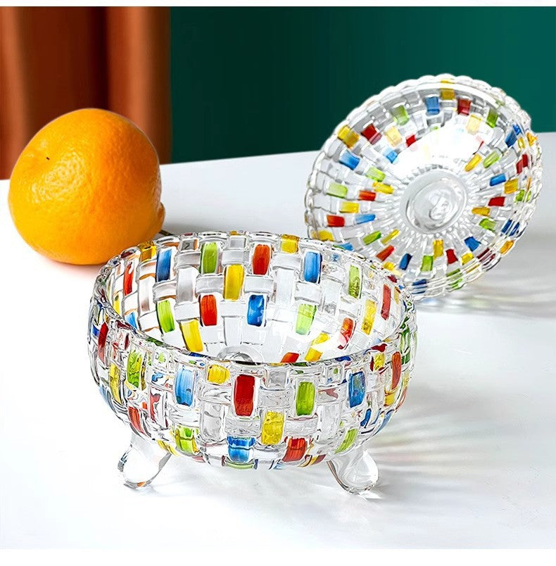Colored Glass Candy Jar Contrasting Woven European-style /Glass Jar