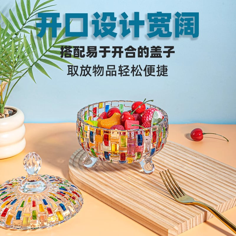 Colored Glass Candy Jar Contrasting Woven European-style /Glass Jar