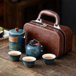 Ancient rhyme portable travel kung fu tea set outdoor ceramic teacup teacup household teapot homestay use