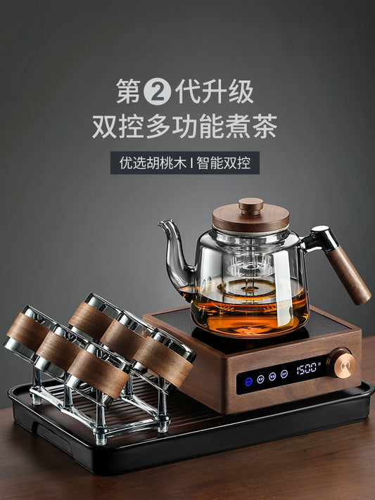Glass tea maker electric ceramic stove tea set household large-capacity steaming integrated pot teacup set 2025 new