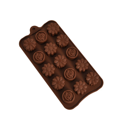 Silicone 15 mixed 3 different flower-shaped chocolate molds, ice grid pudding molds, DIY baking tools, factory direct sales
