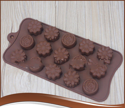 Silicone 15 mixed 3 different flower-shaped chocolate molds, ice grid pudding molds, DIY baking tools, factory direct sales