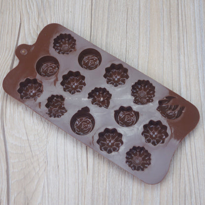 Silicone 15 mixed 3 different flower-shaped chocolate molds, ice grid pudding molds, DIY baking tools, factory direct sales