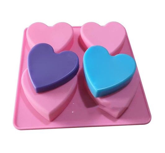 Handmade Soap Mold Four Heart-shaped Cake Molds
