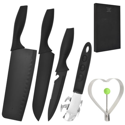 Steel Black Blade Five-piece Set Kitchen Knife Fruit Knife With Omelette Maker Peeling set