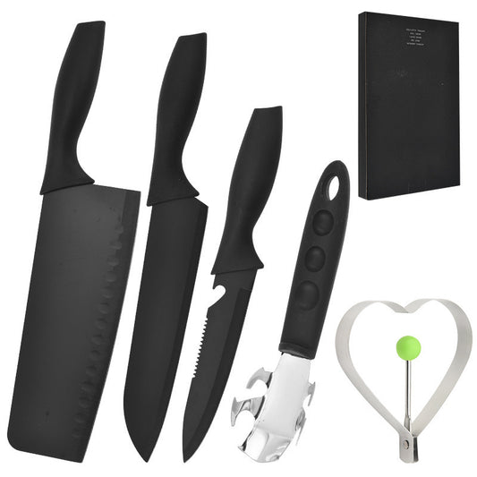 Steel Black Blade Five-piece Set Kitchen Knife Fruit Knife With Omelette Maker Peeling set