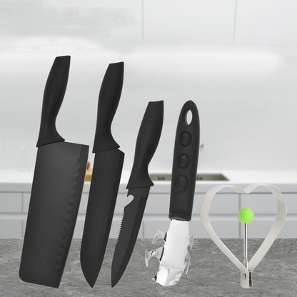 Steel Black Blade Five-piece Set Kitchen Knife Fruit Knife With Omelette Maker Peeling set