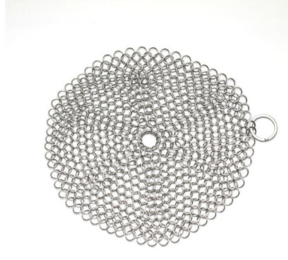 Silver Stainless Steel Cast Iron Cleaner Chainmail Scrubber Home Cookware Clean For Skillets Grill Pans