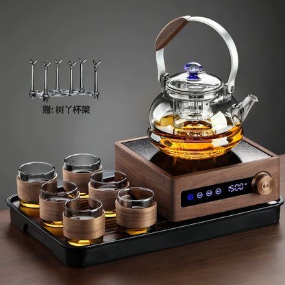 Glass tea maker electric ceramic stove tea set household large-capacity steaming integrated pot teacup set 2025 new