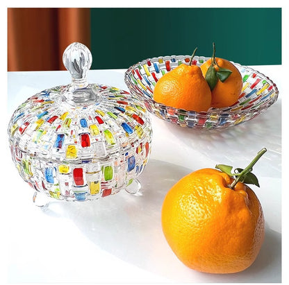 Colored Glass Candy Jar Contrasting Woven European-style /Glass Jar