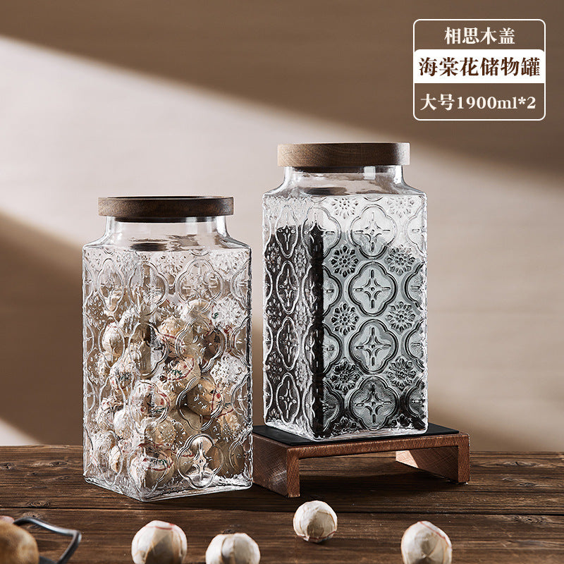 Begonia flower retro glass sealed jar