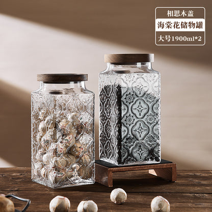 Begonia flower retro glass sealed jar