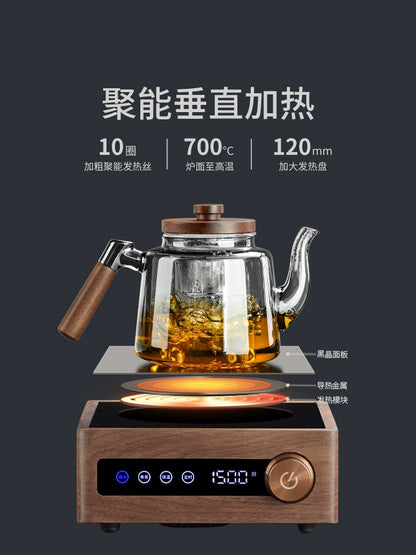 Glass tea maker electric ceramic stove tea set household large-capacity steaming integrated pot teacup set 2025 new