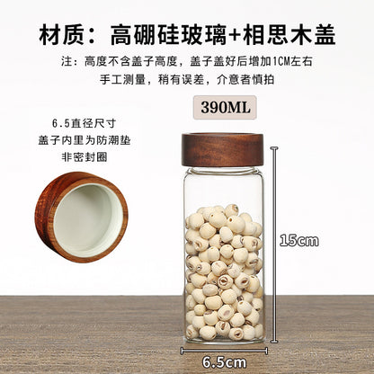 Acacia Wood High Borosilicate Glass Thread Seal Jar