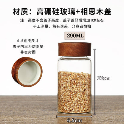 Acacia Wood High Borosilicate Glass Thread Seal Jar