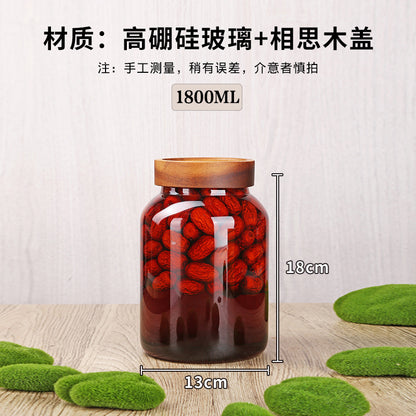 Acacia Wood High Borosilicate Glass Thread Seal Jar