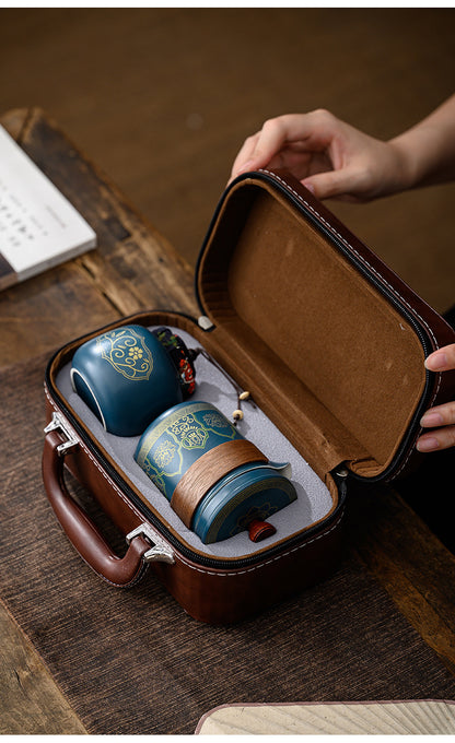 Ancient rhyme portable travel kung fu tea set outdoor ceramic teacup teacup household teapot homestay use