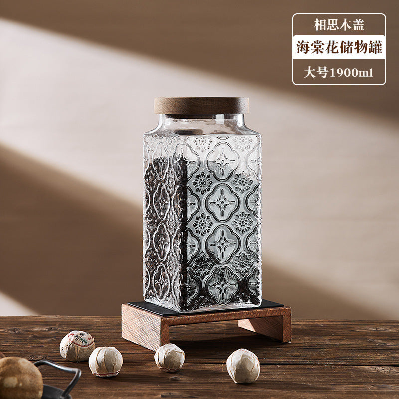 Begonia flower retro glass sealed jar