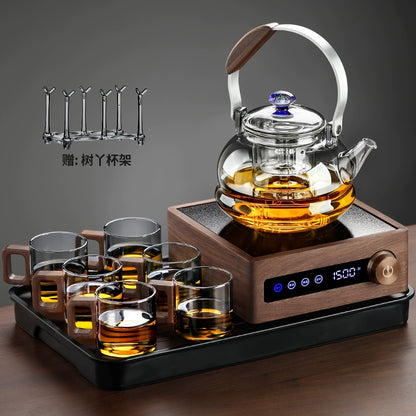 Glass tea maker electric ceramic stove tea set household large-capacity steaming integrated pot teacup set 2025 new