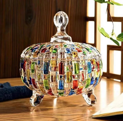 Colored Glass Candy Jar Contrasting Woven European-style /Glass Jar