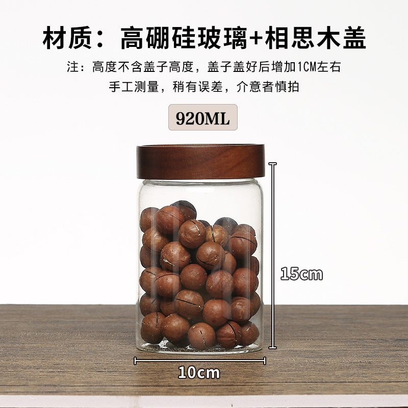 Acacia Wood High Borosilicate Glass Thread Seal Jar
