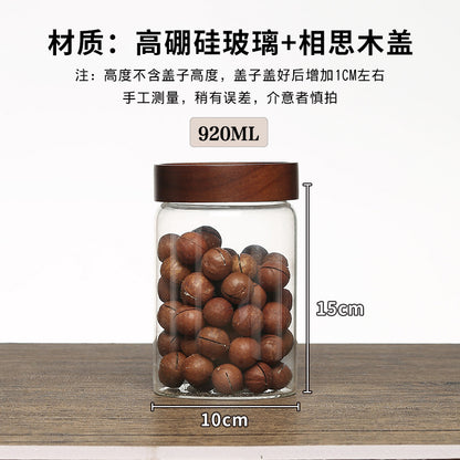 Acacia Wood High Borosilicate Glass Thread Seal Jar
