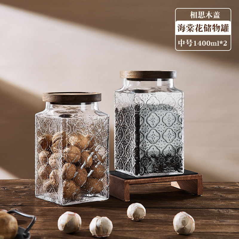 Begonia flower retro glass sealed jar