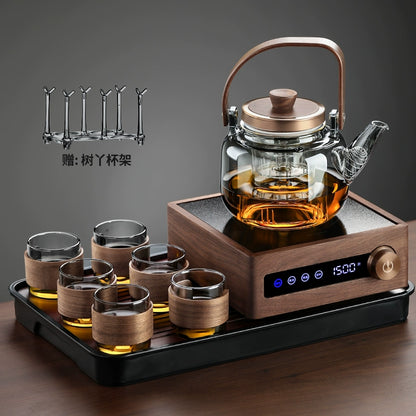 Glass tea maker electric ceramic stove tea set household large-capacity steaming integrated pot teacup set 2025 new