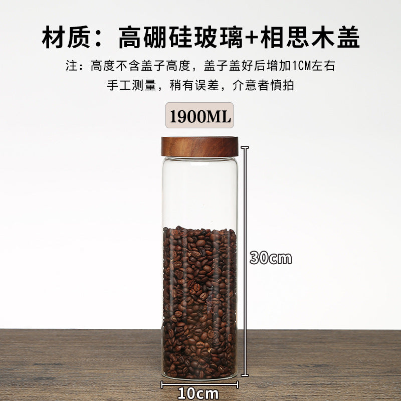 Acacia Wood High Borosilicate Glass Thread Seal Jar