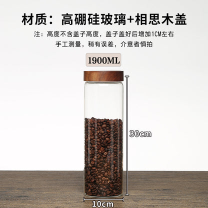 Acacia Wood High Borosilicate Glass Thread Seal Jar