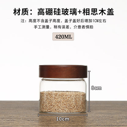 Acacia Wood High Borosilicate Glass Thread Seal Jar