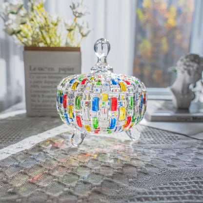 Colored Glass Candy Jar Contrasting Woven European-style /Glass Jar