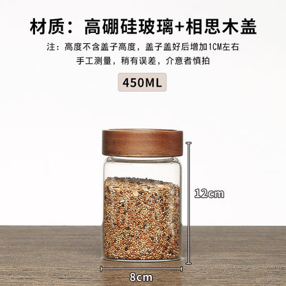 Acacia Wood High Borosilicate Glass Thread Seal Jar