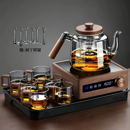 Glass tea maker electric ceramic stove tea set household large-capacity steaming integrated pot teacup set 2025 new