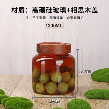 Acacia Wood High Borosilicate Glass Thread Seal Jar
