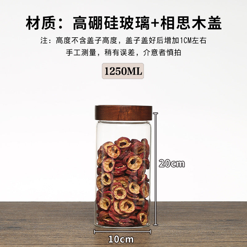 Acacia Wood High Borosilicate Glass Thread Seal Jar