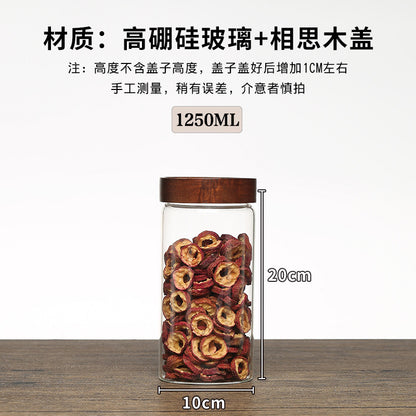 Acacia Wood High Borosilicate Glass Thread Seal Jar