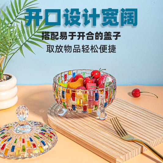 Colored Glass Candy Jar Contrasting Woven European-style /Glass Jar