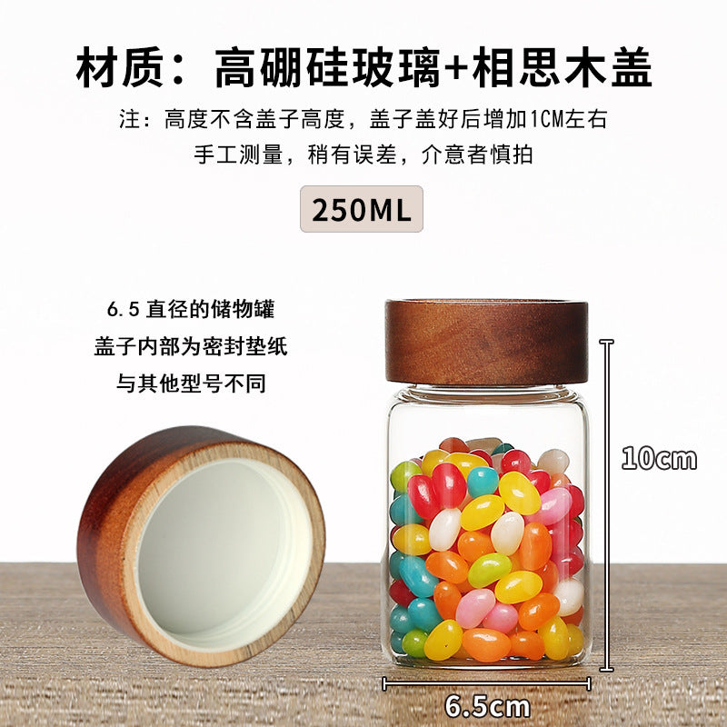 Acacia Wood High Borosilicate Glass Thread Seal Jar