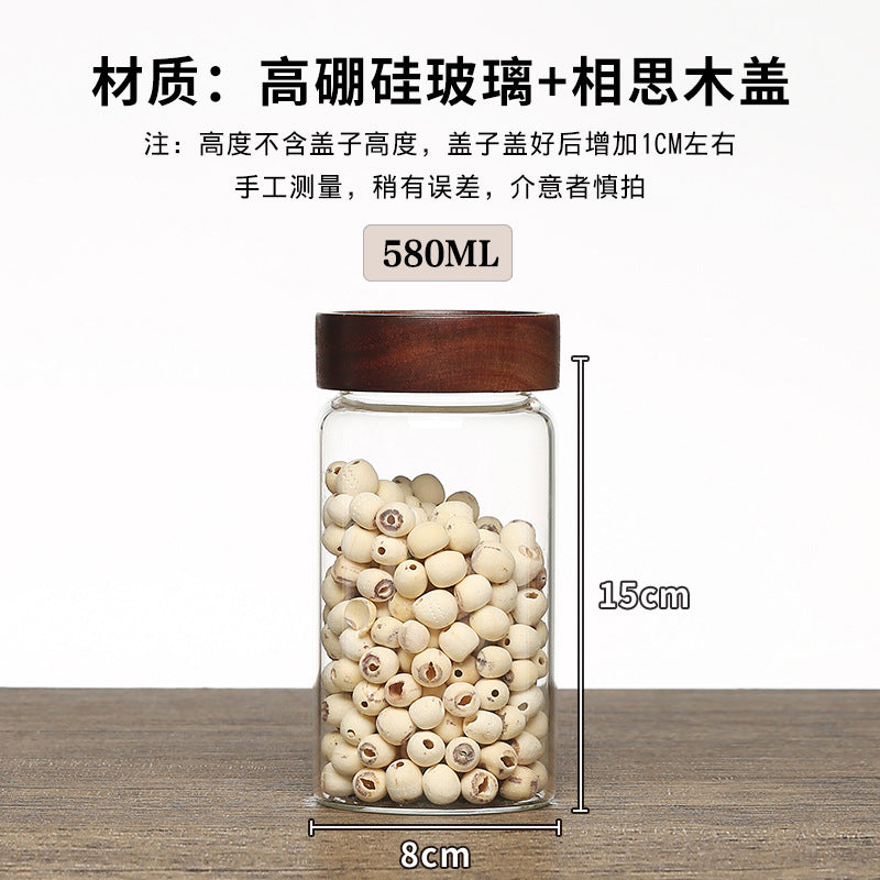Acacia Wood High Borosilicate Glass Thread Seal Jar