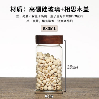 Acacia Wood High Borosilicate Glass Thread Seal Jar
