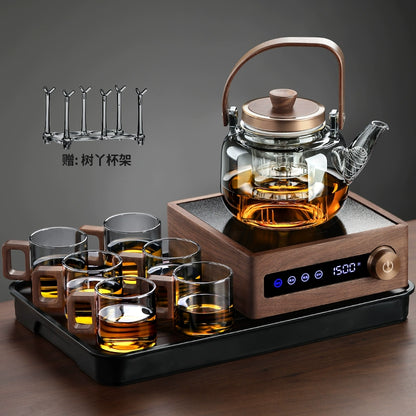 Glass tea maker electric ceramic stove tea set household large-capacity steaming integrated pot teacup set 2025 new