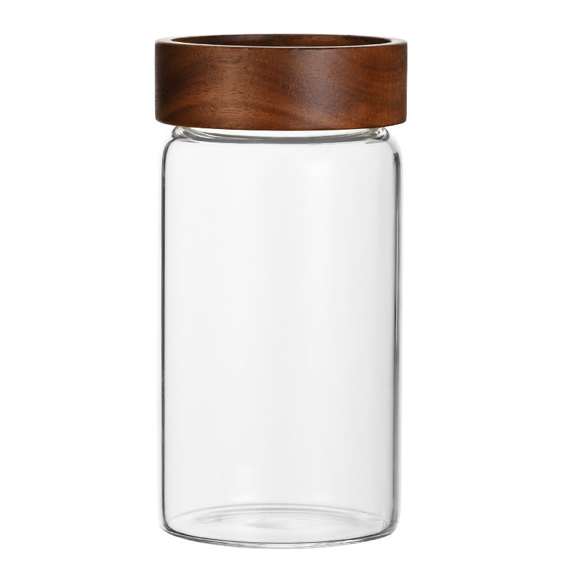 Acacia Wood High Borosilicate Glass Thread Seal Jar