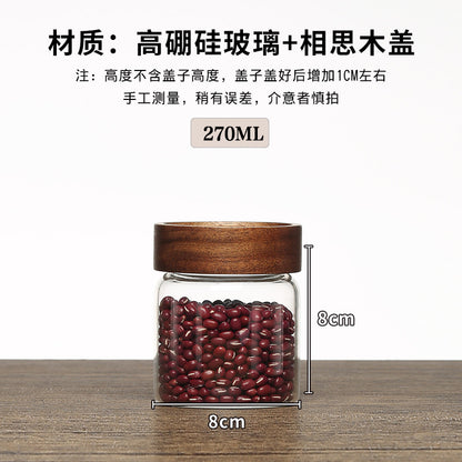 Acacia Wood High Borosilicate Glass Thread Seal Jar