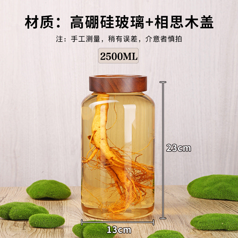 Acacia Wood High Borosilicate Glass Thread Seal Jar