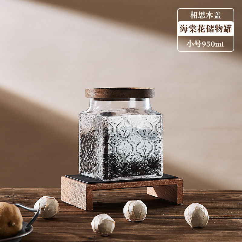 Begonia flower retro glass sealed jar