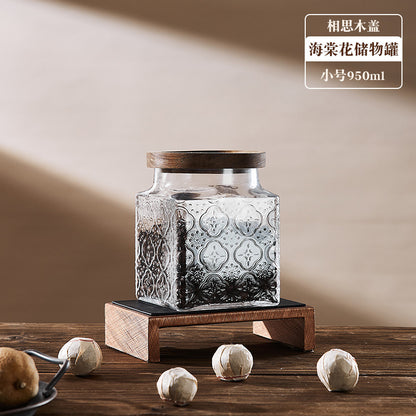 Begonia flower retro glass sealed jar